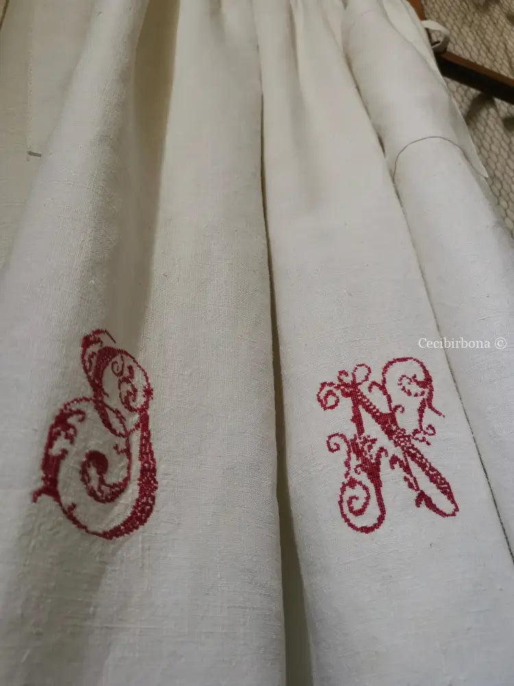 Grembiule per donna da cucina in lino antico con monogramma GN (Ref. 87) grembiule donna tessuti antichi