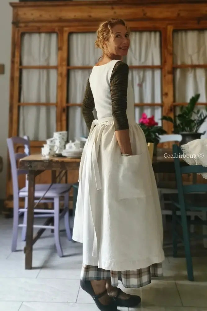 Grembiule per donna da cucina in lino antico grembiule donna tessuti antichi