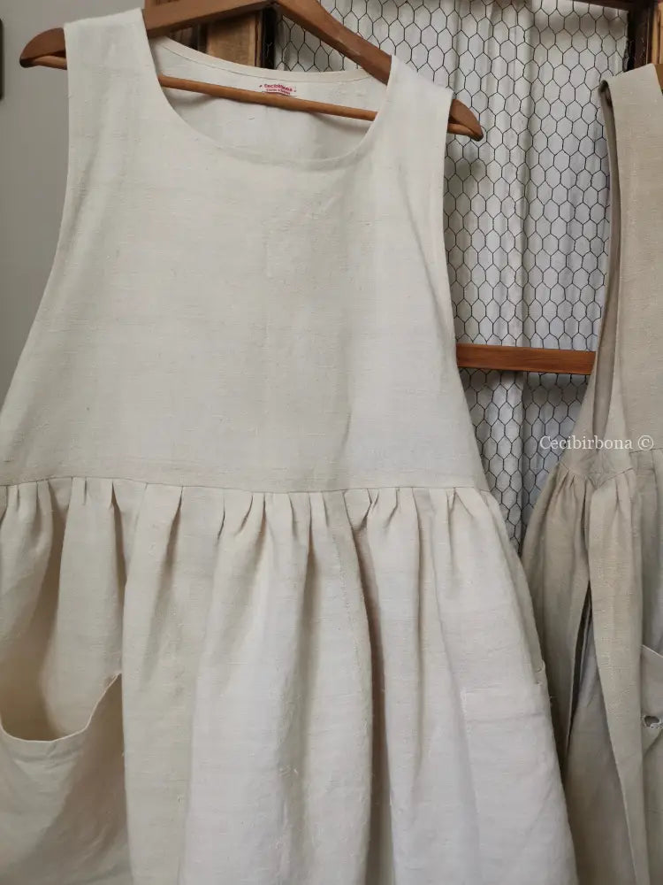 Grembiule per donna da cucina in lino e canapa con monogramma grembiule donna tessuti antichi