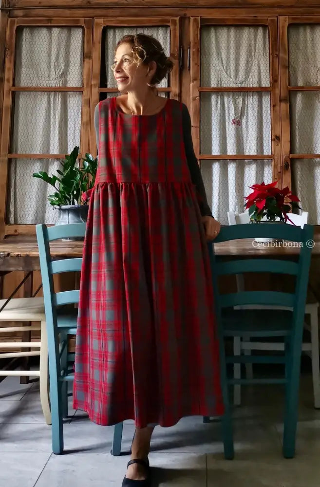 Grembiule per donna in tartan rosso e grigio (Ref. 41) grembiule donna tessuti moderni