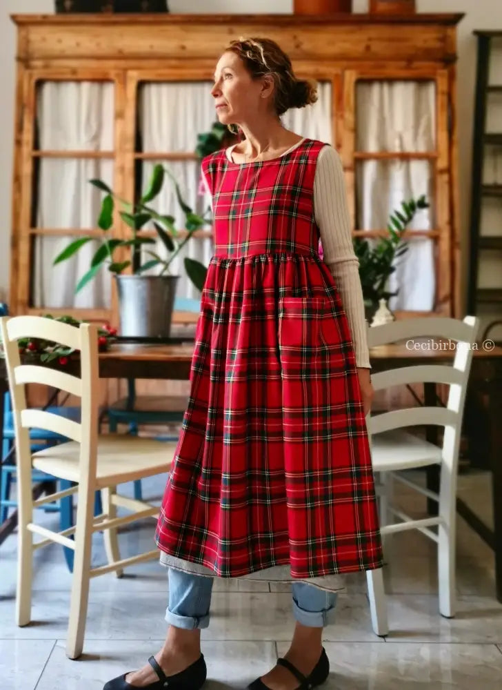Grembiule per donna in tartan rosso (Ref. 42) grembiule donna tessuti moderni