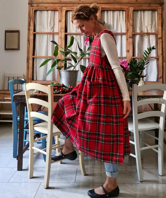 Grembiule per donna in tartan rosso (Ref. 42) grembiule donna tessuti moderni