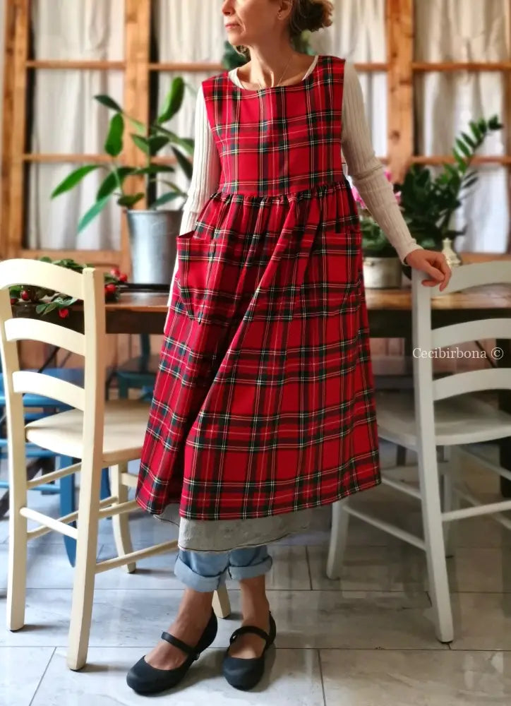 Grembiule per donna in tartan rosso (Ref. 42) grembiule donna tessuti moderni