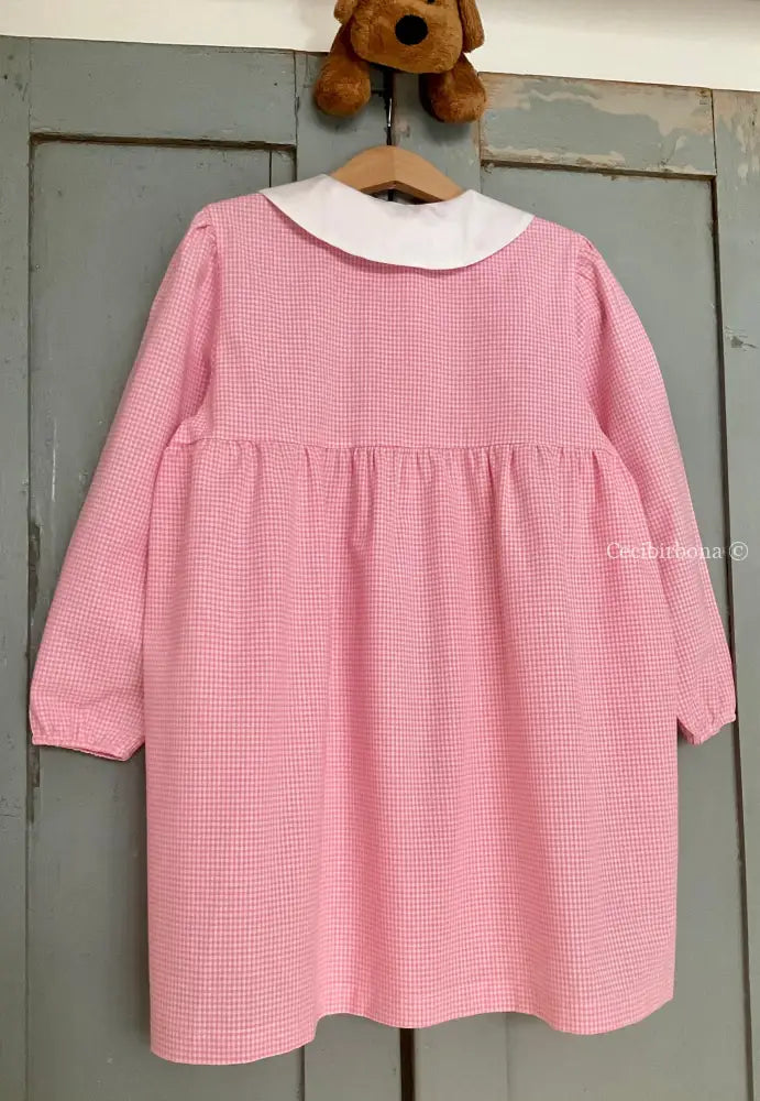 Grembiule rosa taglia 1/2 per bambina - scuola materna - asilo nido - cotone a quadretti rosa bianchi - grembiulino