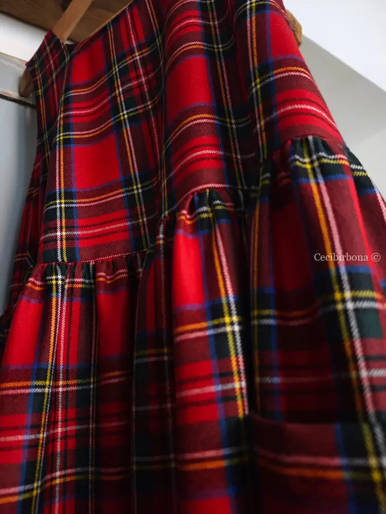 Grembiule tartan in pura lana rossa (Ref. 424) grembiule donna tessuti moderni