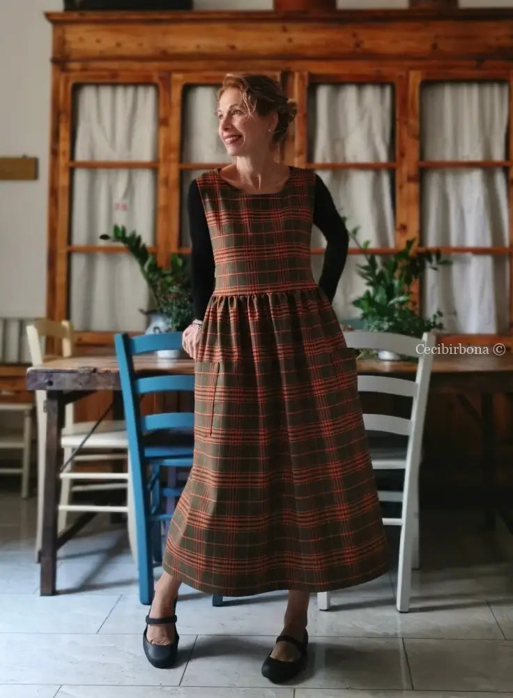 Grembiule tartan verde e arancio (Ref.363) Grembiule donna