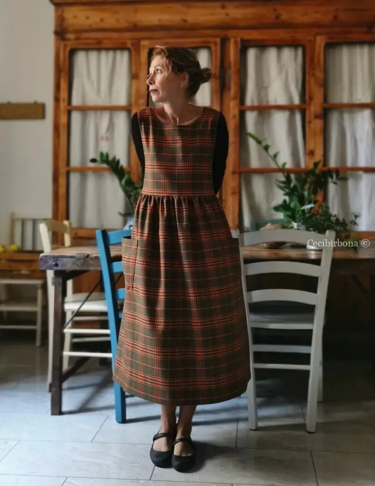 Grembiule tartan verde e arancio (Ref.363) Grembiule donna