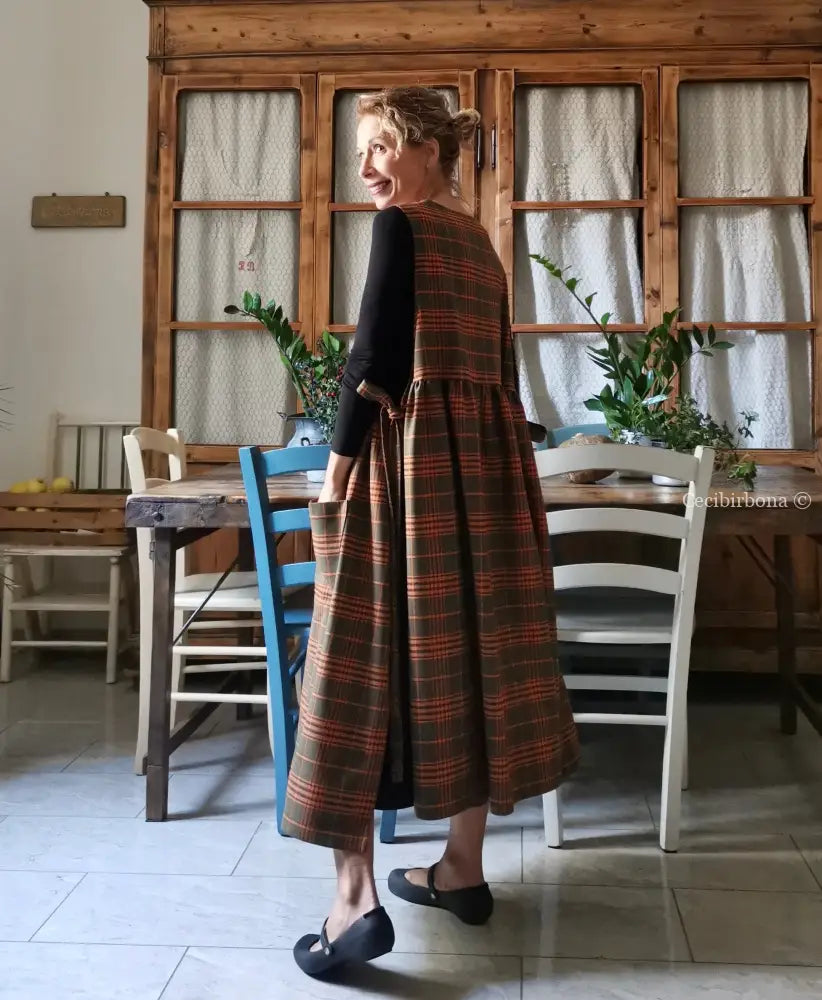 Grembiule tartan verde e arancio (Ref.363) Grembiule donna