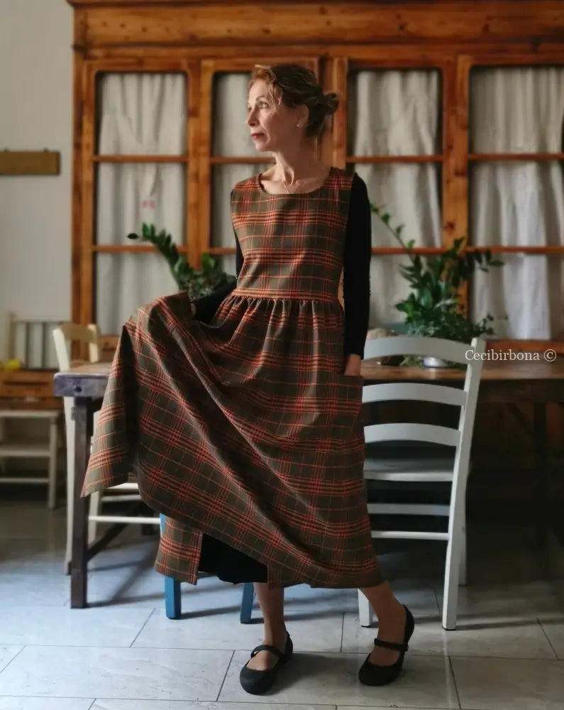 Grembiule tartan verde e arancio (Ref.363) Grembiule donna