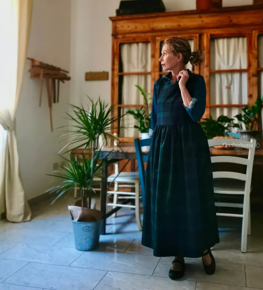 Grembiule tartan verde e blu (Ref. 360) grembiule donna tessuti moderni