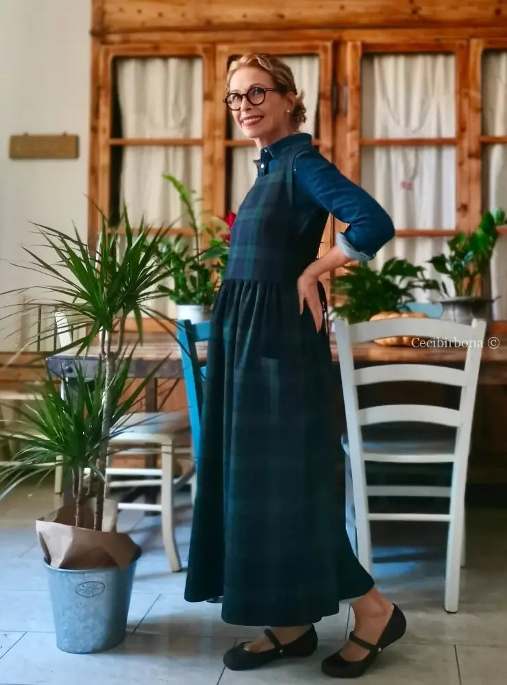 Grembiule tartan verde e blu (Ref. 360) grembiule donna tessuti moderni