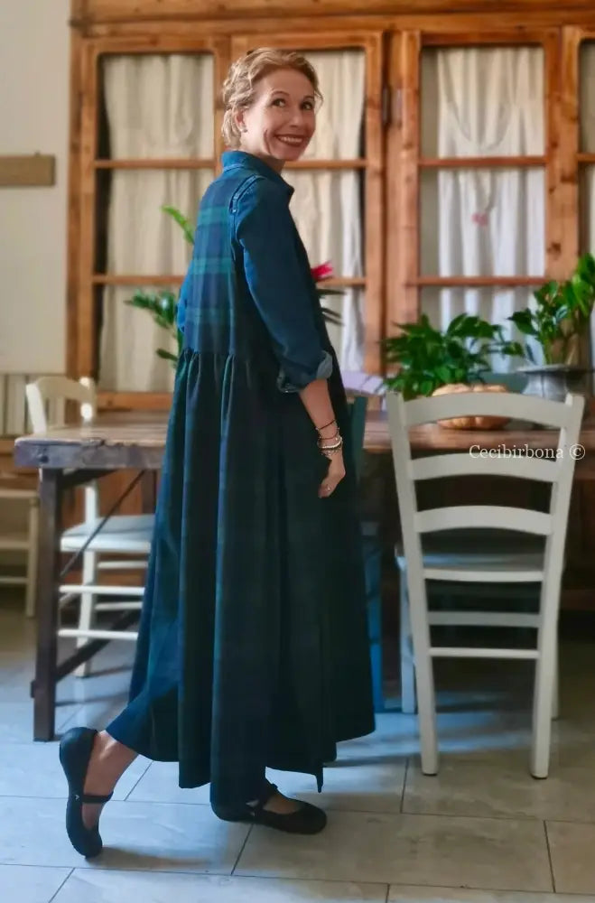 Grembiule tartan verde e blu (Ref. 360) grembiule donna tessuti moderni