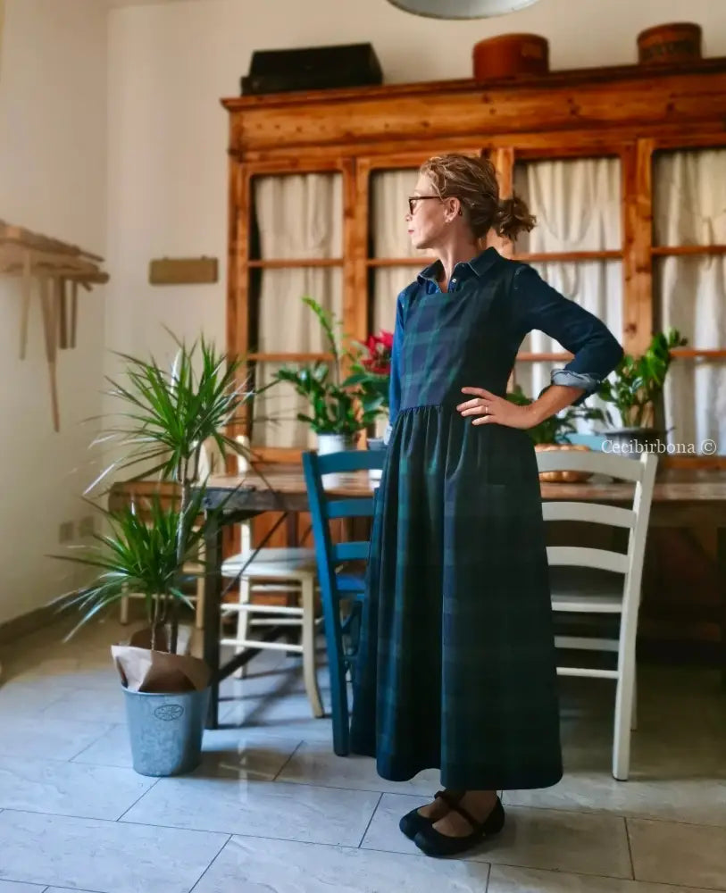 Grembiule tartan verde e blu (Ref. 360) grembiule donna tessuti moderni