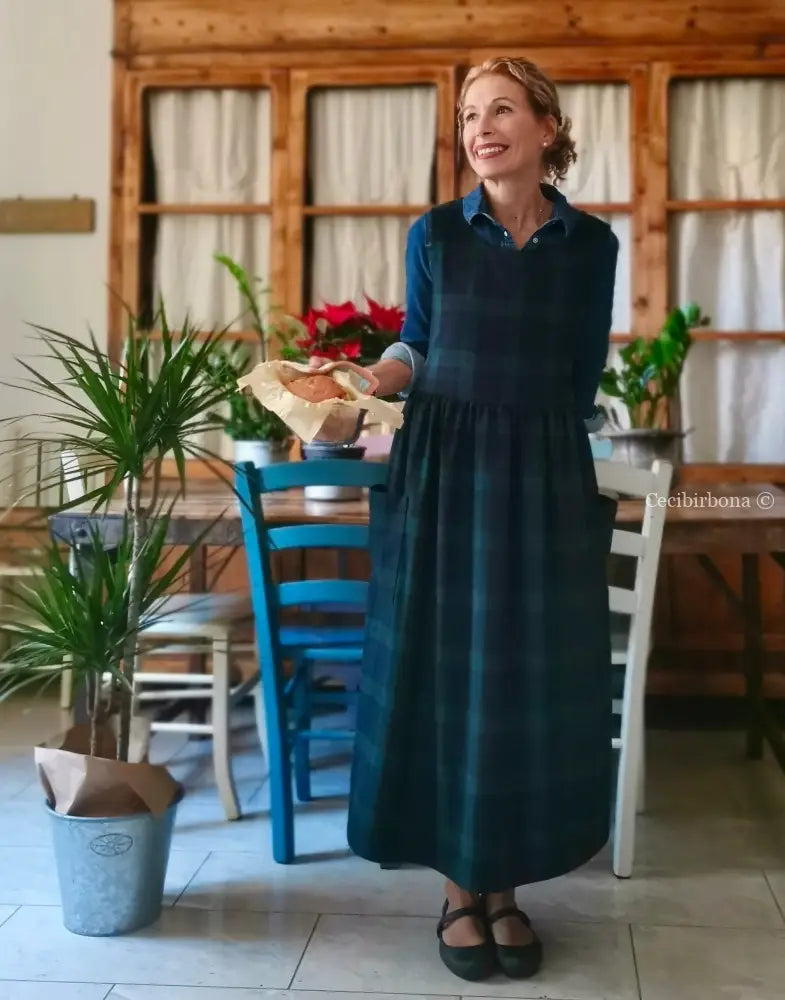 Grembiule tartan verde e blu (Ref. 360) grembiule donna tessuti moderni