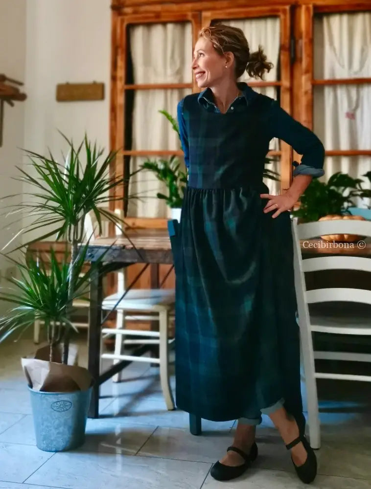 Grembiule tartan verde e blu (Ref. 360) grembiule donna tessuti moderni