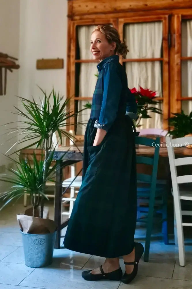 Grembiule tartan verde e blu (Ref. 360) grembiule donna tessuti moderni