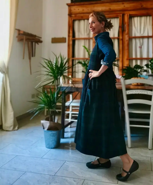 Grembiule tartan verde e blu (Ref. 360) grembiule donna tessuti moderni