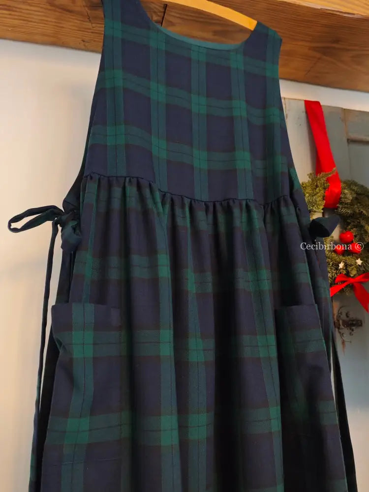 Grembiule tartan verde e blu (Ref. 360) grembiule donna tessuti moderni