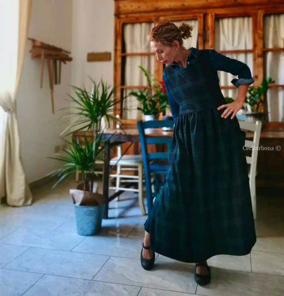 Grembiule tartan verde e blu (Ref. 360) grembiule donna tessuti moderni