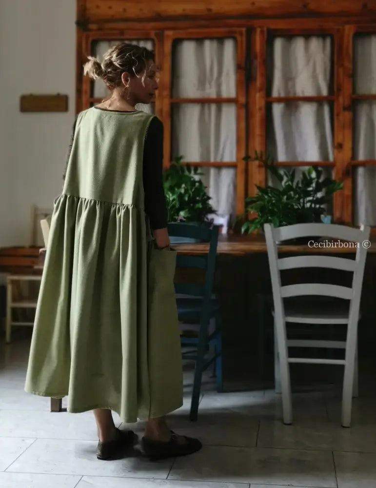 Grembiule tweed verde e nocciola (Ref. 369) grembiule donna tessuti moderni