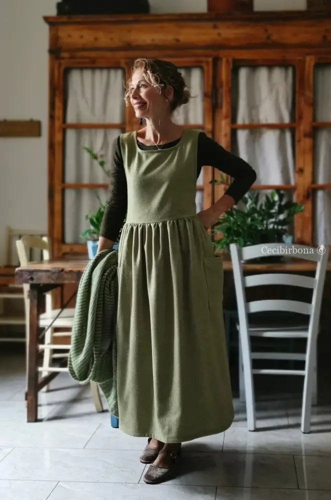 Grembiule tweed verde e nocciola (Ref. 369) grembiule donna tessuti moderni