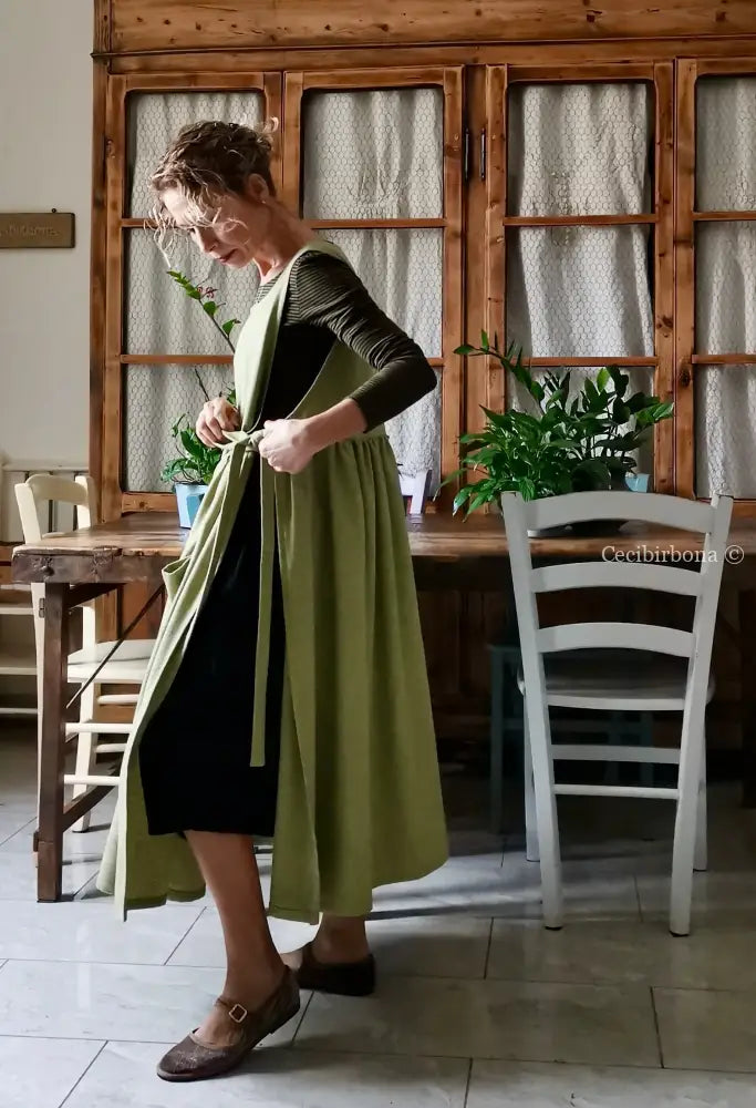 Grembiule tweed verde e nocciola (Ref. 369) grembiule donna tessuti moderni