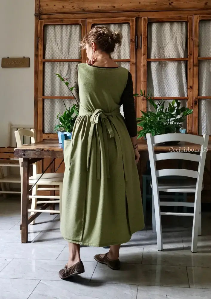 Grembiule tweed verde e nocciola (Ref. 369) grembiule donna tessuti moderni