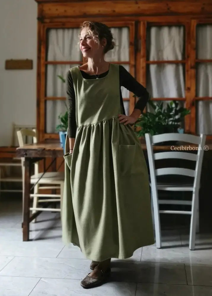 Grembiule tweed verde e nocciola (Ref. 369) grembiule donna tessuti moderni