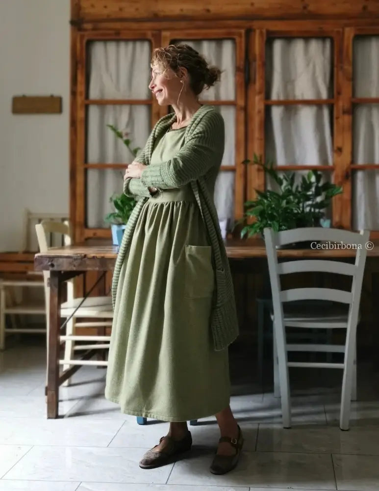 Grembiule tweed verde e nocciola (Ref. 369) grembiule donna tessuti moderni