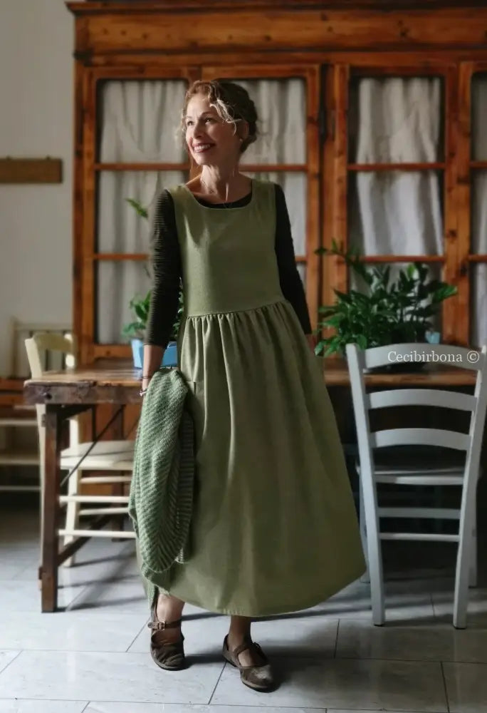 Grembiule tweed verde e nocciola (Ref. 369) grembiule donna tessuti moderni