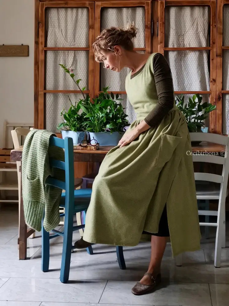 Grembiule tweed verde e nocciola (Ref. 369) grembiule donna tessuti moderni