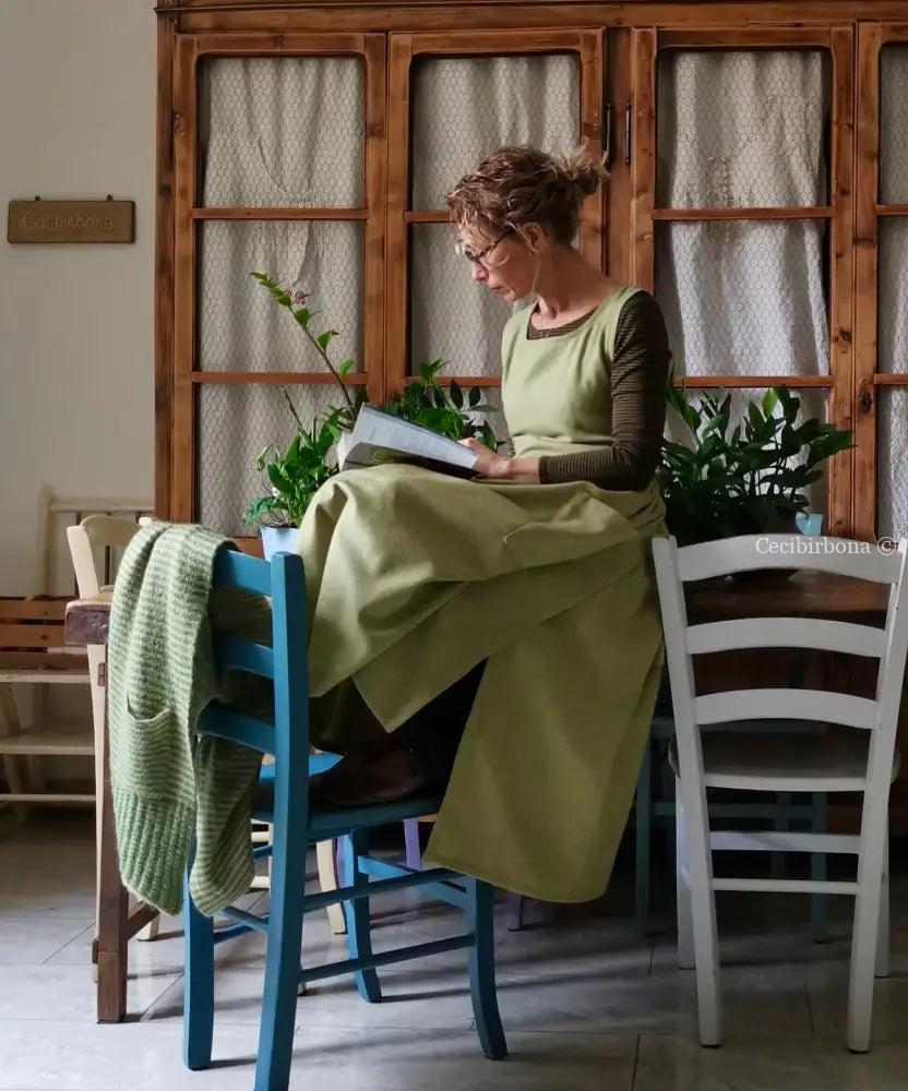 Grembiule tweed verde e nocciola (Ref. 369) grembiule donna tessuti moderni