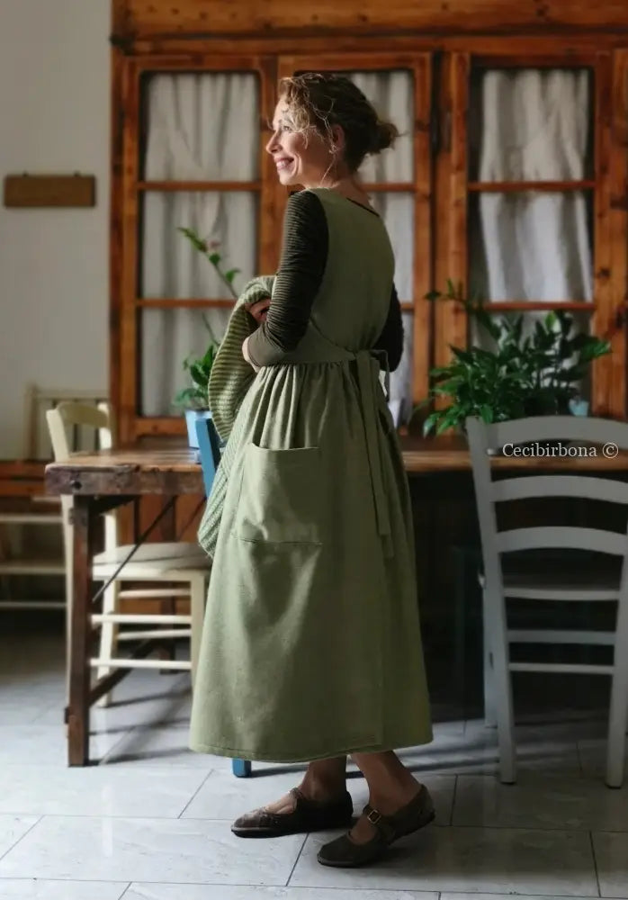 Grembiule tweed verde e nocciola (Ref. 369) grembiule donna tessuti moderni