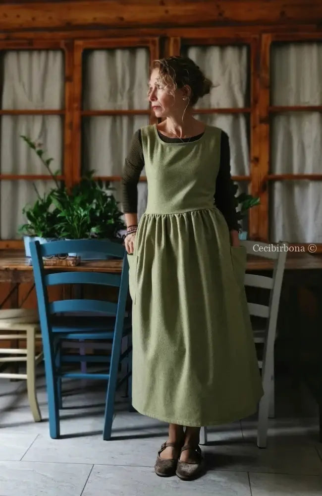 Grembiule tweed verde e nocciola (Ref. 369) grembiule donna tessuti moderni