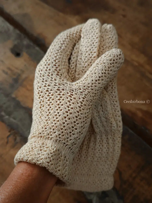 Guanti vintage in pizzo di cotone color corda Guanti vintage