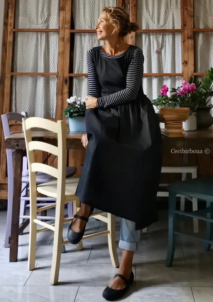 Il grembiule da cucina in chambray blu (Ref. 63) grembiule donna tessuti moderni