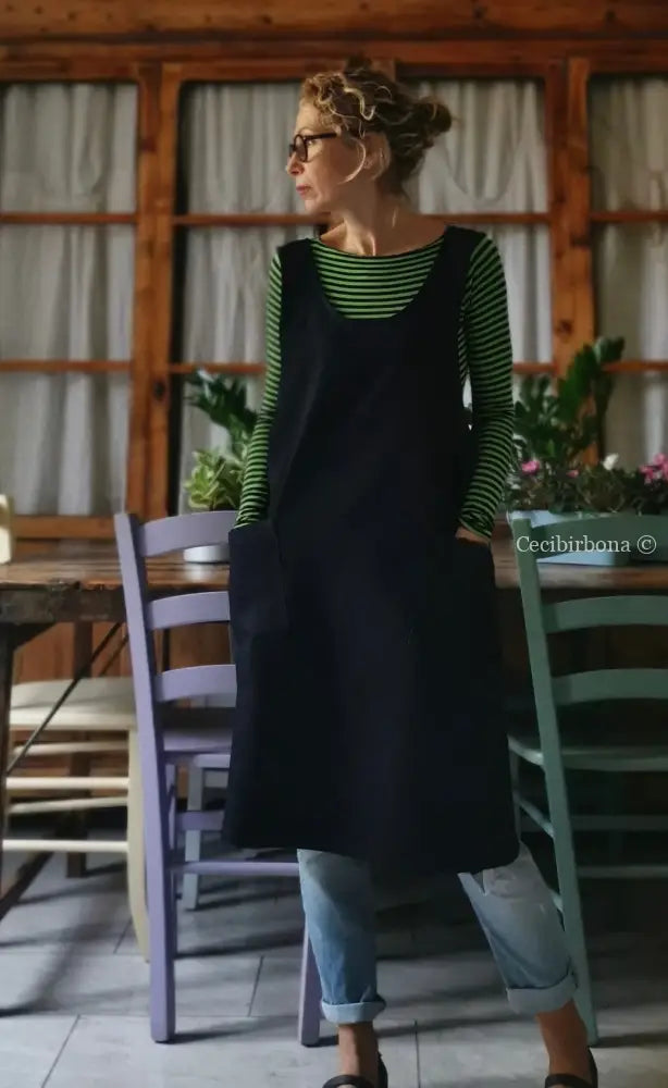 Il grembiule da cucina in denim blu in stile giapponese (Ref. 68) grembiule donna tessuti moderni