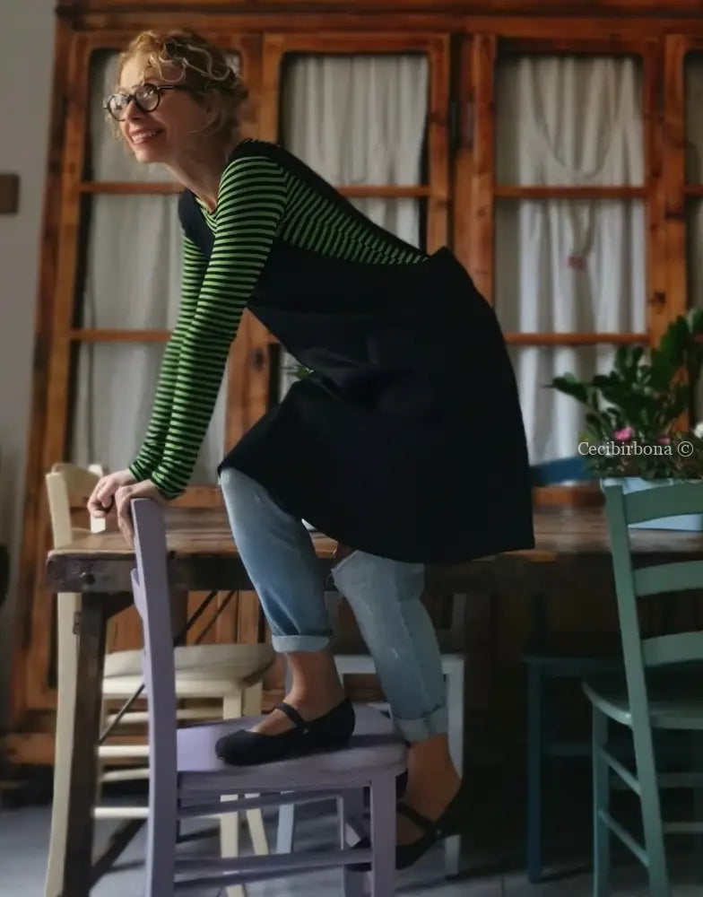 Il grembiule da cucina in denim blu in stile giapponese (Ref. 68) grembiule donna tessuti moderni