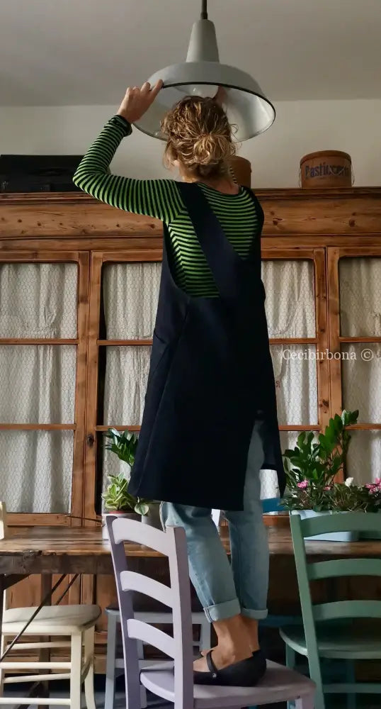 Il grembiule da cucina in denim blu in stile giapponese (Ref. 68) grembiule donna tessuti moderni