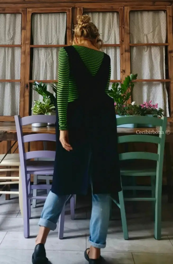 Il grembiule da cucina in denim blu in stile giapponese (Ref. 68) grembiule donna tessuti moderni