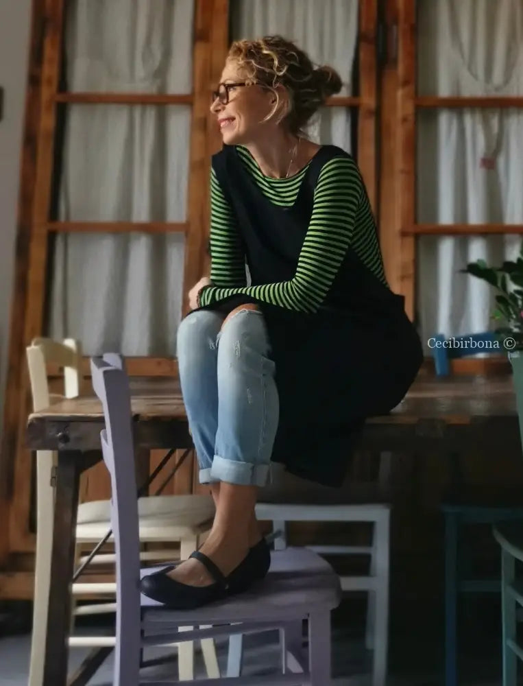 Il grembiule da cucina in denim blu in stile giapponese (Ref. 68) grembiule donna tessuti moderni