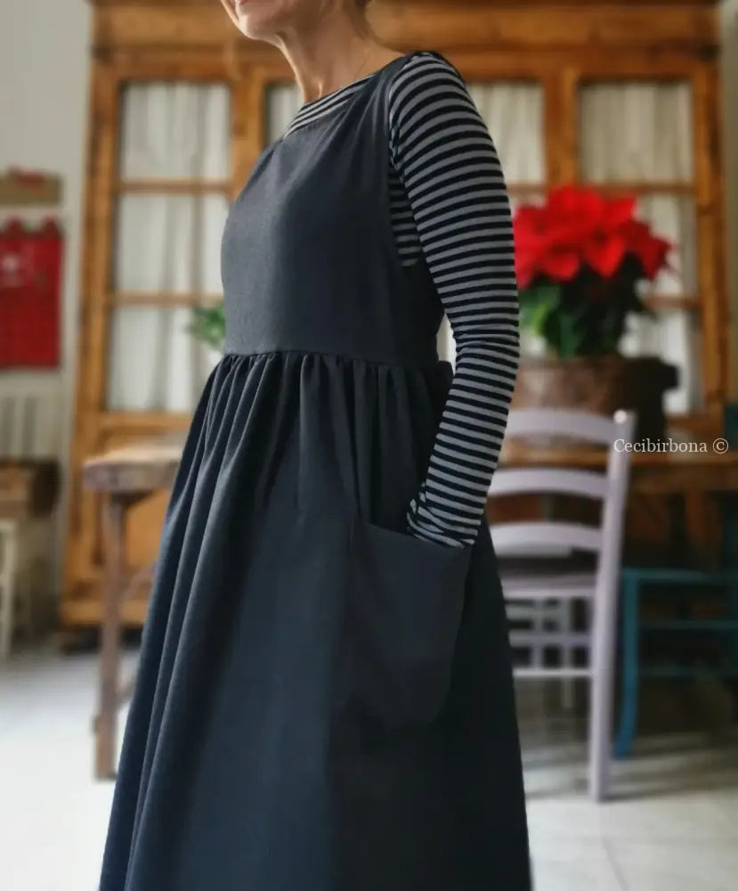 Il grembiule da cucina in denim di lana blu (Ref. 37) grembiule donna tessuti moderni