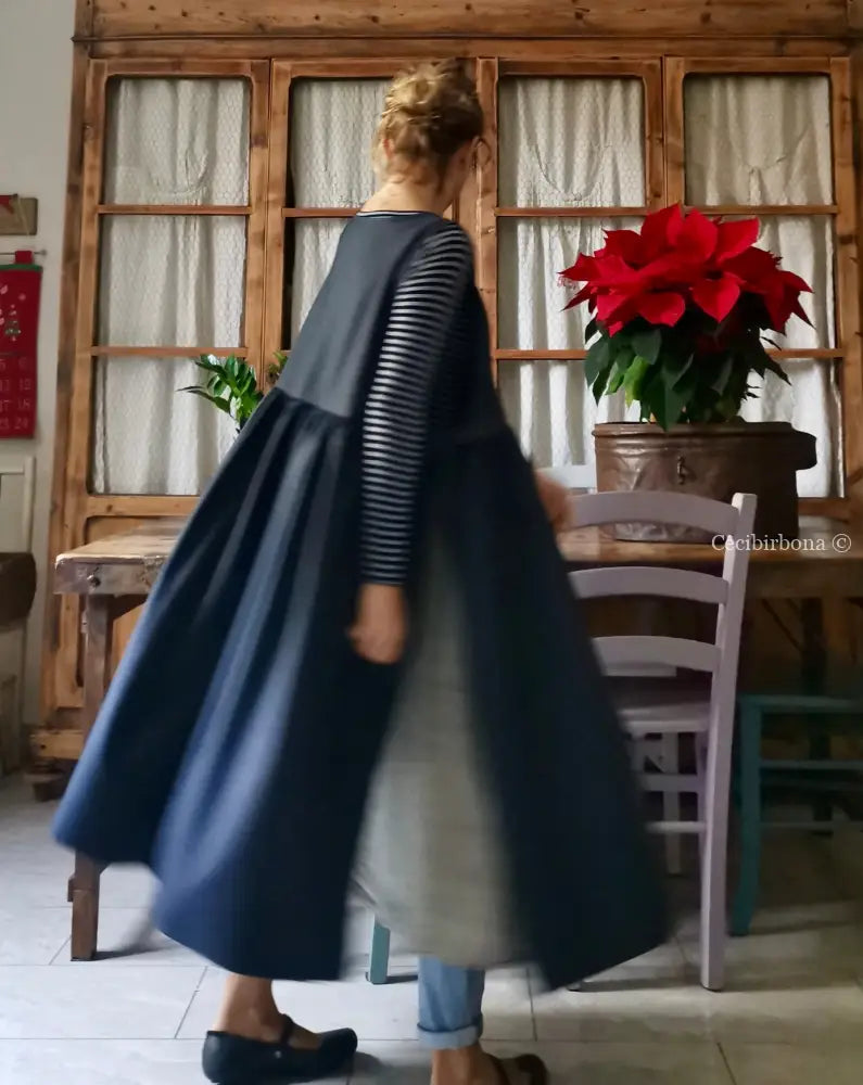 Il grembiule da cucina in denim di lana blu (Ref. 37) grembiule donna tessuti moderni