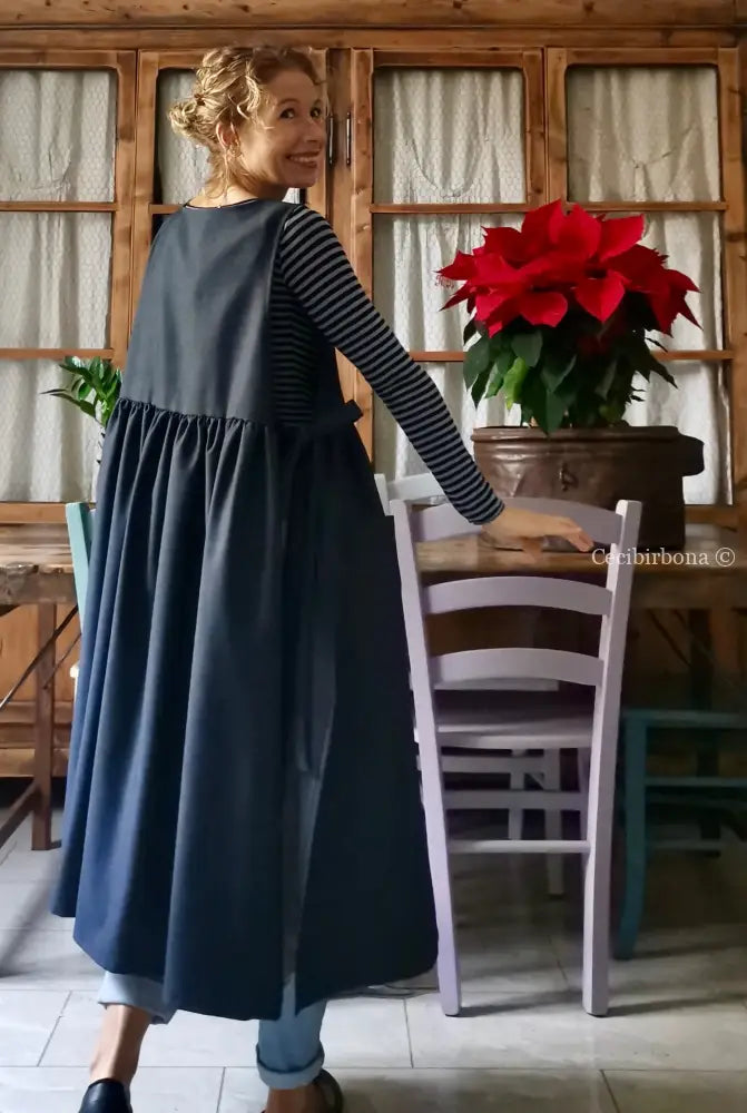 Il grembiule da cucina in denim di lana blu (Ref. 37) grembiule donna tessuti moderni