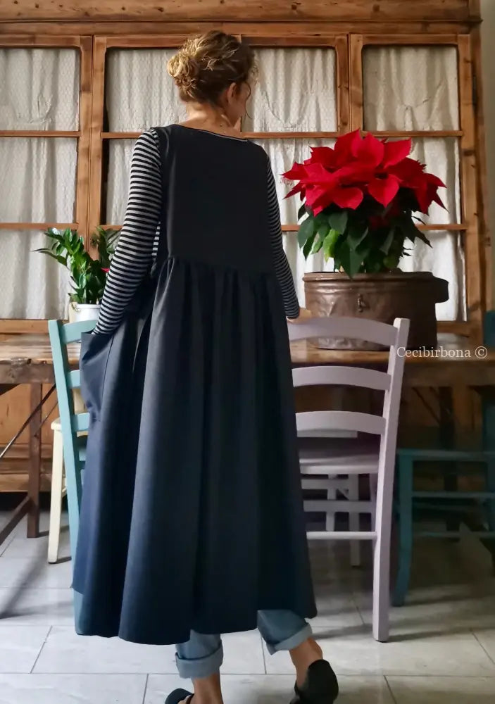 Il grembiule da cucina in denim di lana blu (Ref. 37) grembiule donna tessuti moderni