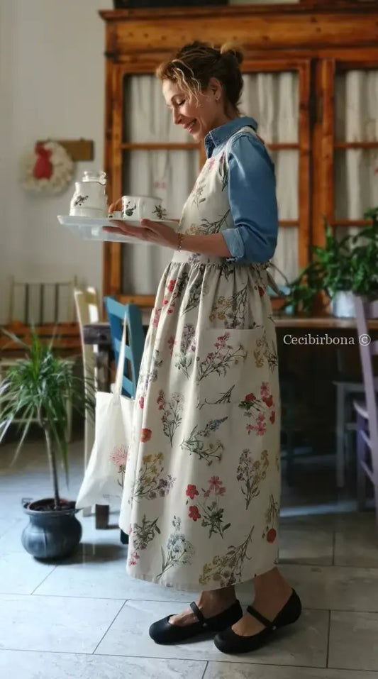 Il grembiule dell’erbario botanico (Ref. 495) grembiule donna tessuti moderni