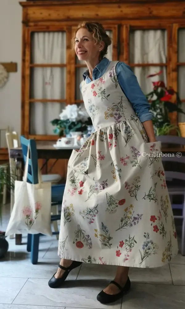 Il grembiule dell’erbario botanico (Ref. 495) grembiule donna tessuti moderni