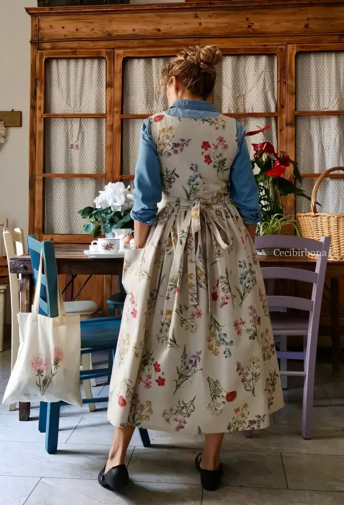 Il grembiule dell’erbario botanico (Ref. 495) grembiule donna tessuti moderni