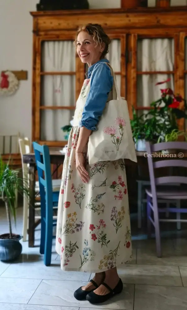 Il grembiule dell’erbario botanico (Ref. 495) grembiule donna tessuti moderni