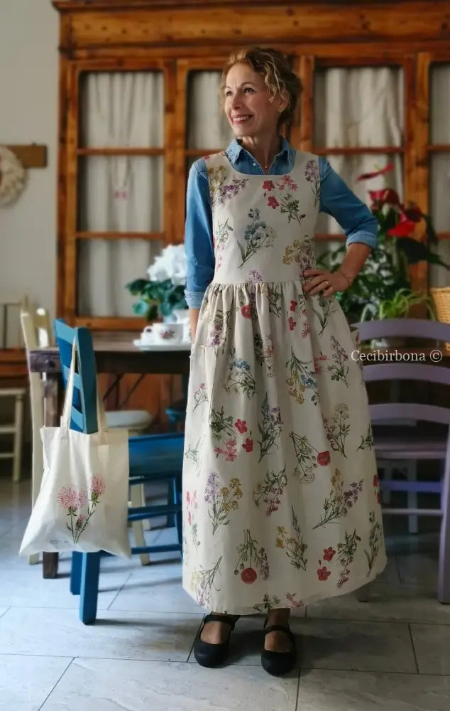 Il grembiule dell’erbario botanico (Ref. 495) grembiule donna tessuti moderni